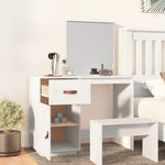 Dressing Table White 95x50x134 cm Solid Wood Pine - Bargainia.com - 