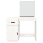 Dressing Table White 95x50x134 cm Solid Wood Pine - Bargainia.com - 