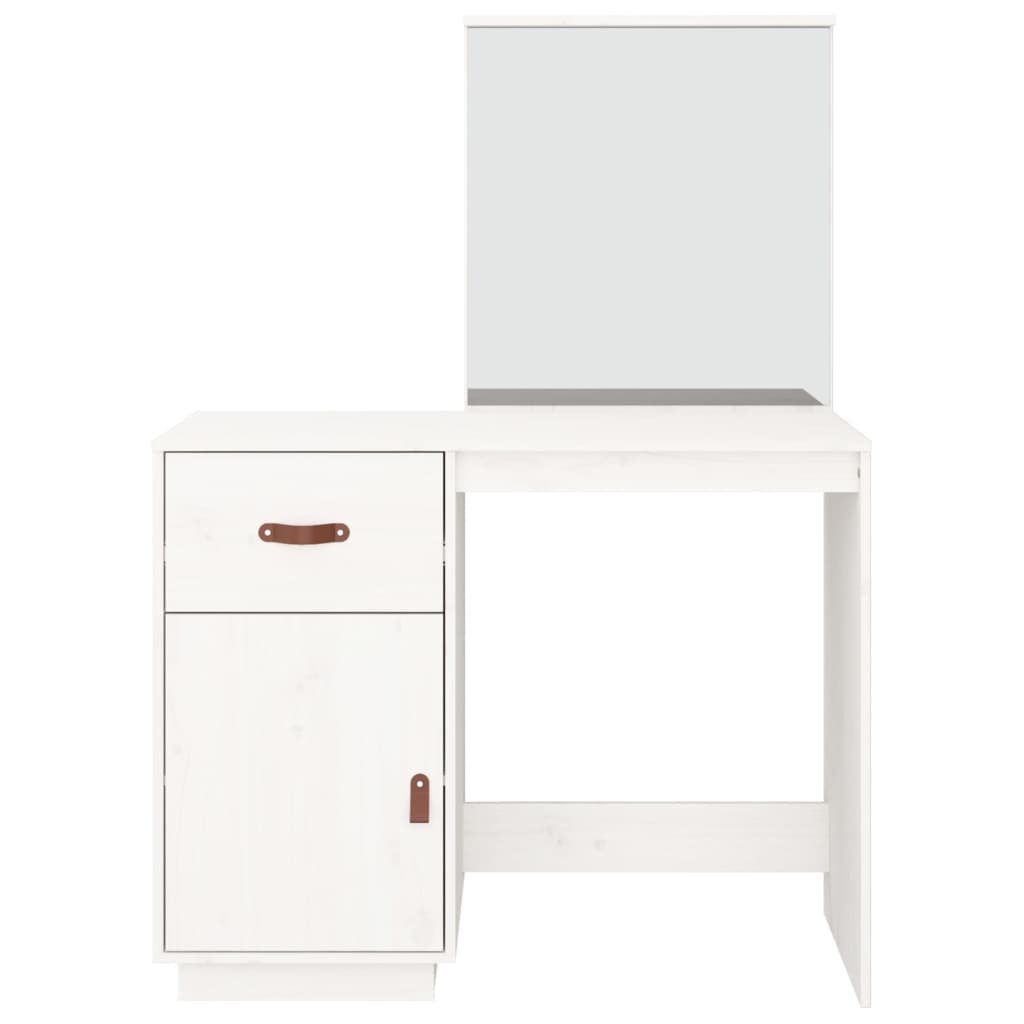 Dressing Table White 95x50x134 cm Solid Wood Pine - Bargainia.com - 