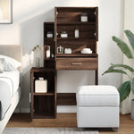 Dressing Table with Cabinet Brown Oak 80x35x132 cm - Bargainia.com - 