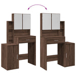 Dressing Table with Cabinet Brown Oak 80x35x132 cm - Bargainia.com - 