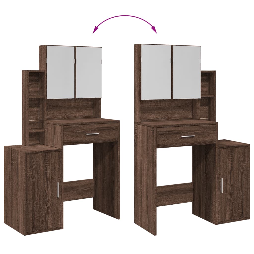 Dressing Table with Cabinet Brown Oak 80x35x132 cm - Bargainia.com - 