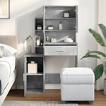Dressing Table with Cabinet Concrete Grey 80x35x132 cm - Bargainia.com - 