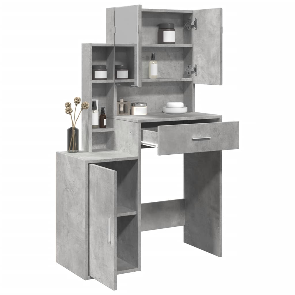 Dressing Table with Cabinet Concrete Grey 80x35x132 cm - Bargainia.com - 