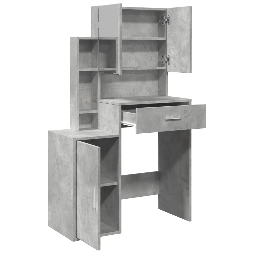Dressing Table with Cabinet Concrete Grey 80x35x132 cm - Bargainia.com - 