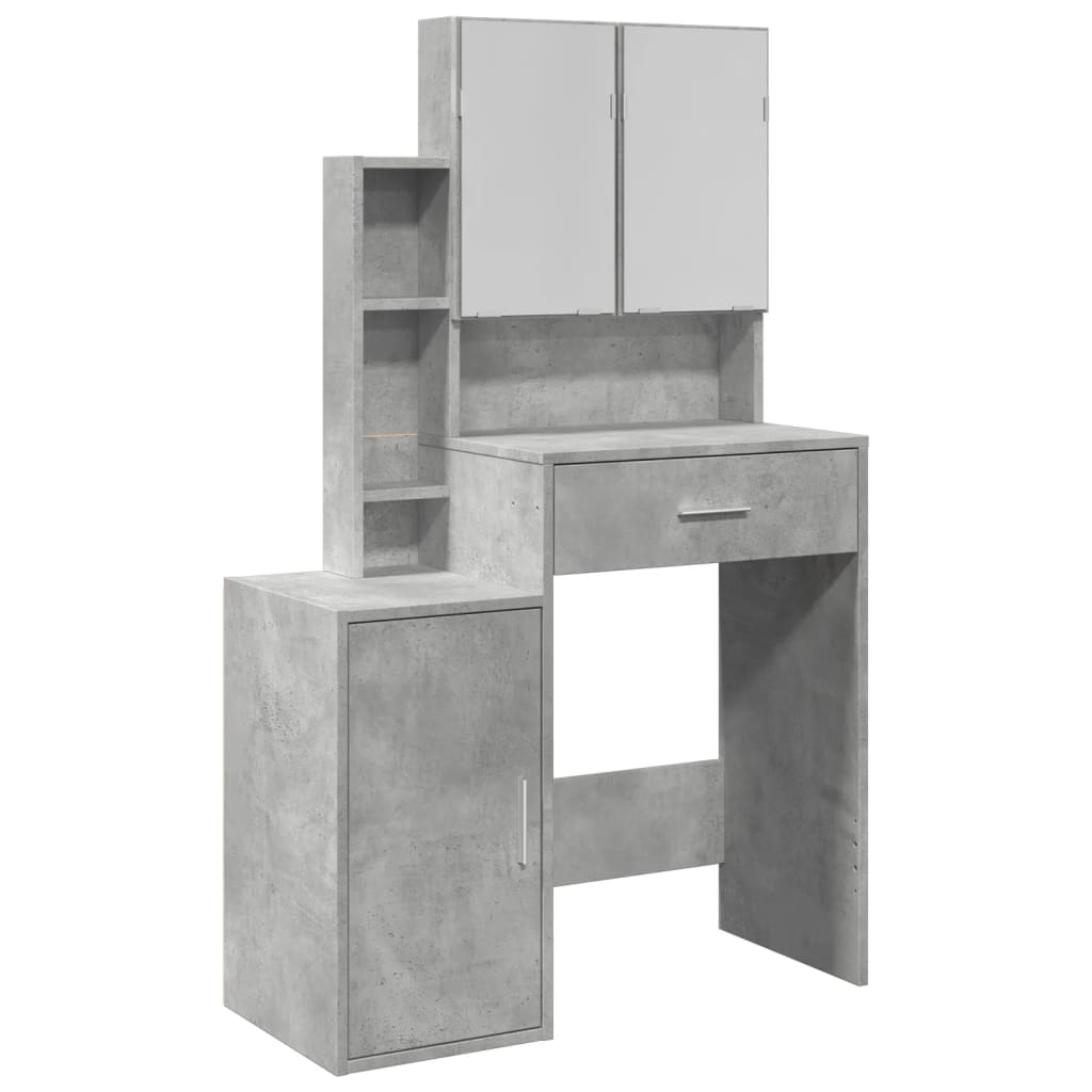 Dressing Table with Cabinet Concrete Grey 80x35x132 cm - Bargainia.com - 