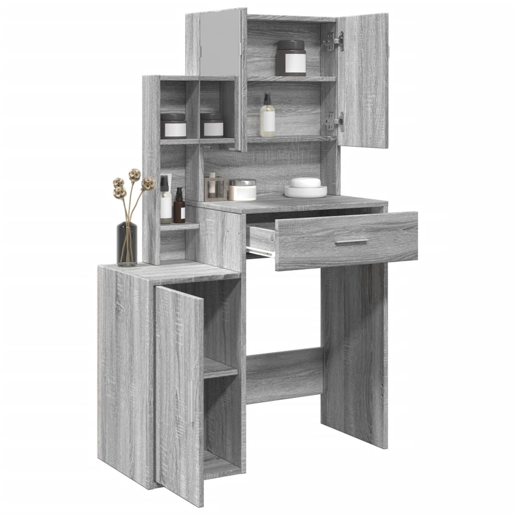 Dressing Table with Cabinet Grey Sonoma 80x35x132 cm - Bargainia.com - 