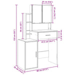 Dressing Table with Cabinet Grey Sonoma 80x35x132 cm - Bargainia.com - 