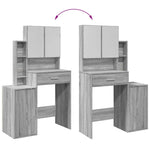 Dressing Table with Cabinet Grey Sonoma 80x35x132 cm - Bargainia.com - 