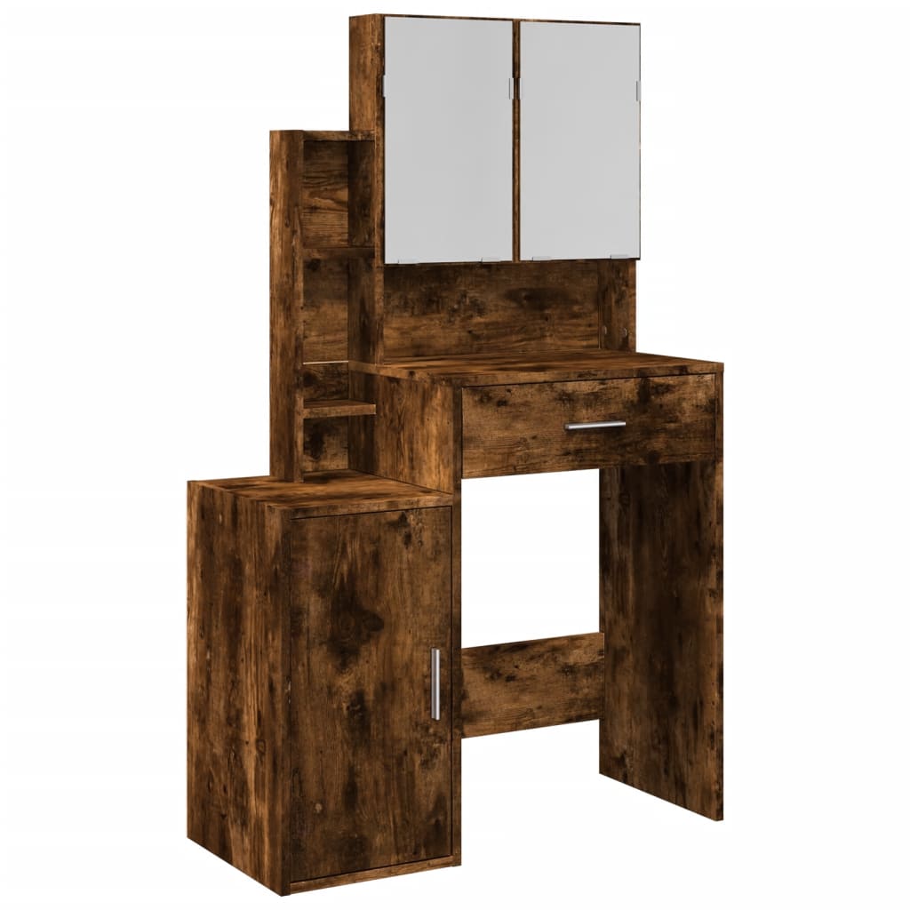 Dressing Table with Cabinet Smoked Oak 80x35x132 cm - Bargainia.com - 