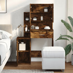 Dressing Table with Cabinet Smoked Oak 80x35x132 cm - Bargainia.com - 