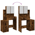 Dressing Table with Cabinet Smoked Oak 80x35x132 cm - Bargainia.com - 