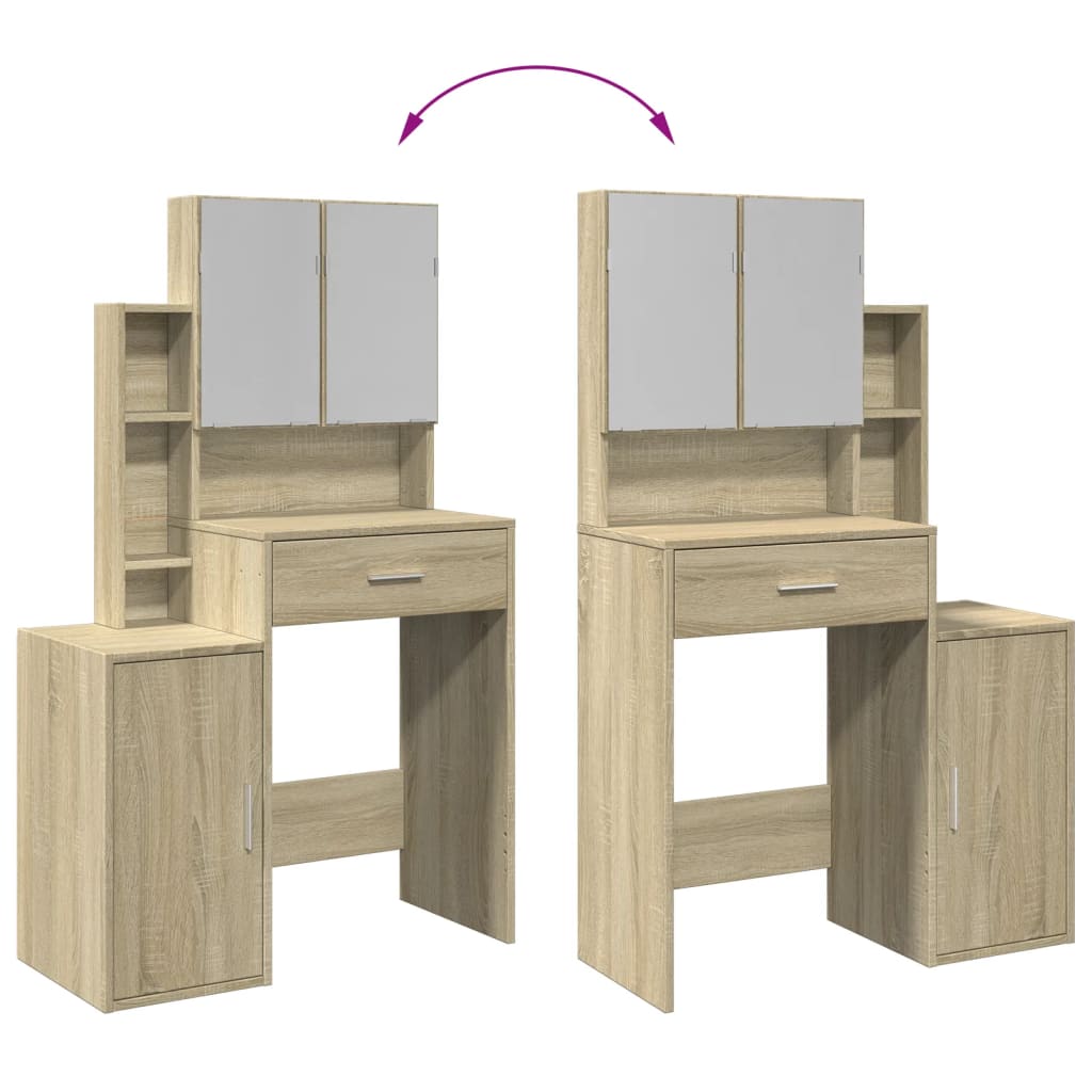 Dressing Table with Cabinet Sonoma Oak 80x35x132 cm - Bargainia.com - 