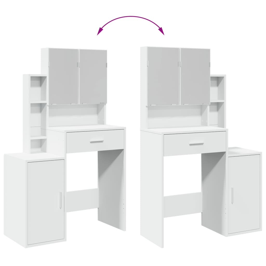 Dressing Table with Cabinet White 80x35x132 cm - Bargainia.com - 