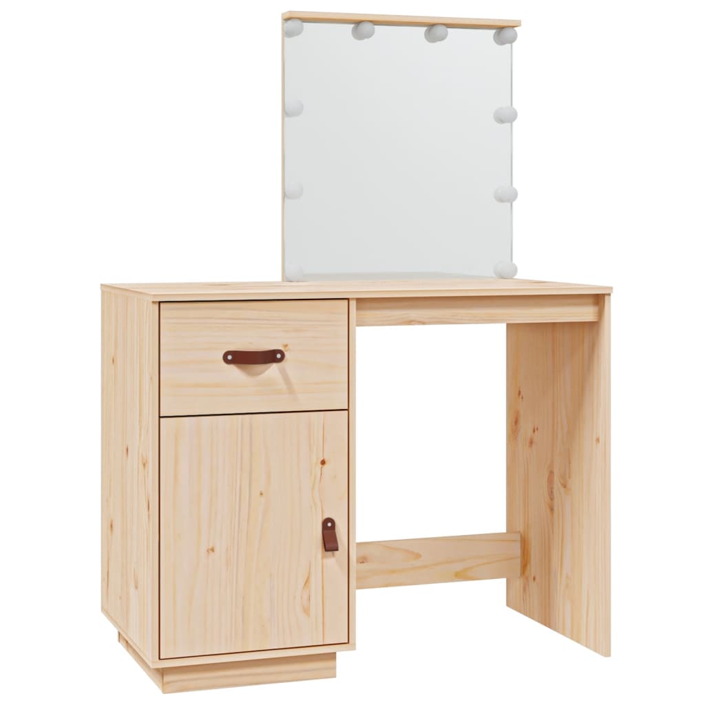 Dressing Table with LED 95x50x133.5 cm Solid Wood Pine - Bargainia.com - 