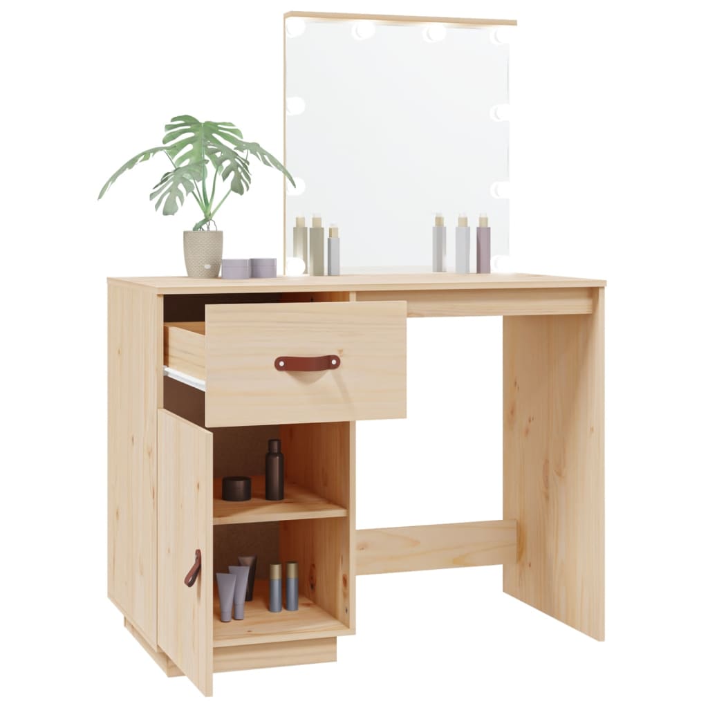 Dressing Table with LED 95x50x133.5 cm Solid Wood Pine - Bargainia.com - 