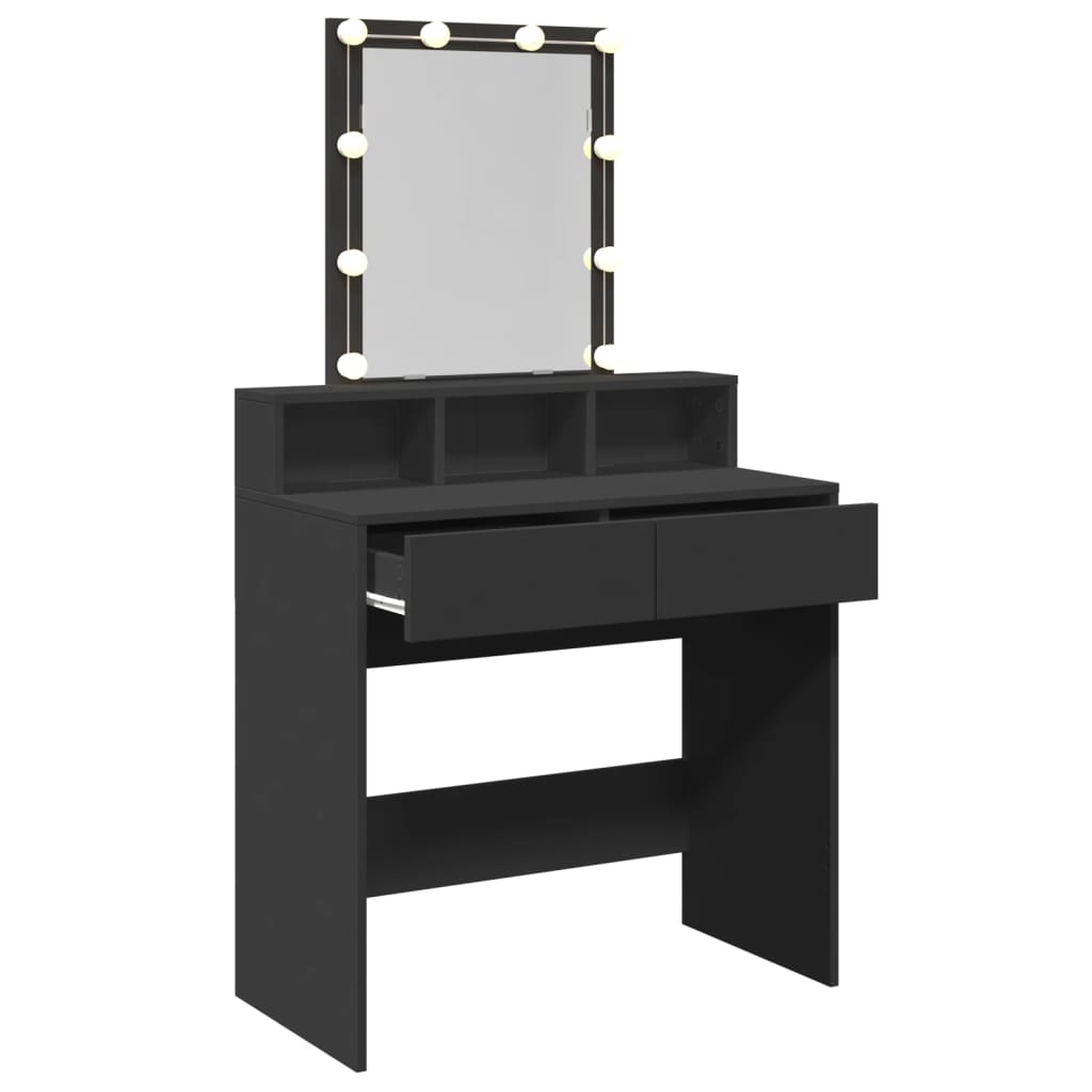 Dressing Table with LED Black 80x41x144.5 cm - Bargainia.com - 