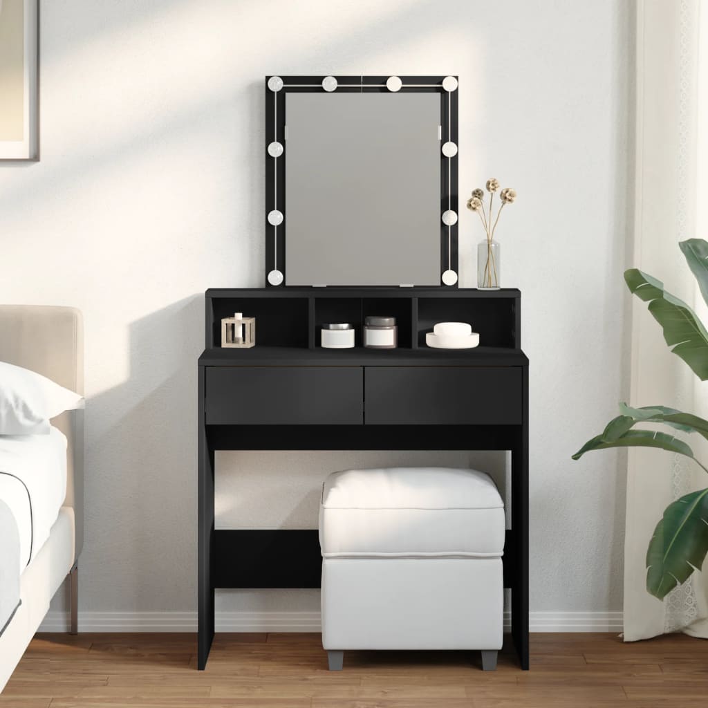 Dressing Table with LED Black 80x41x144.5 cm - Bargainia.com - 