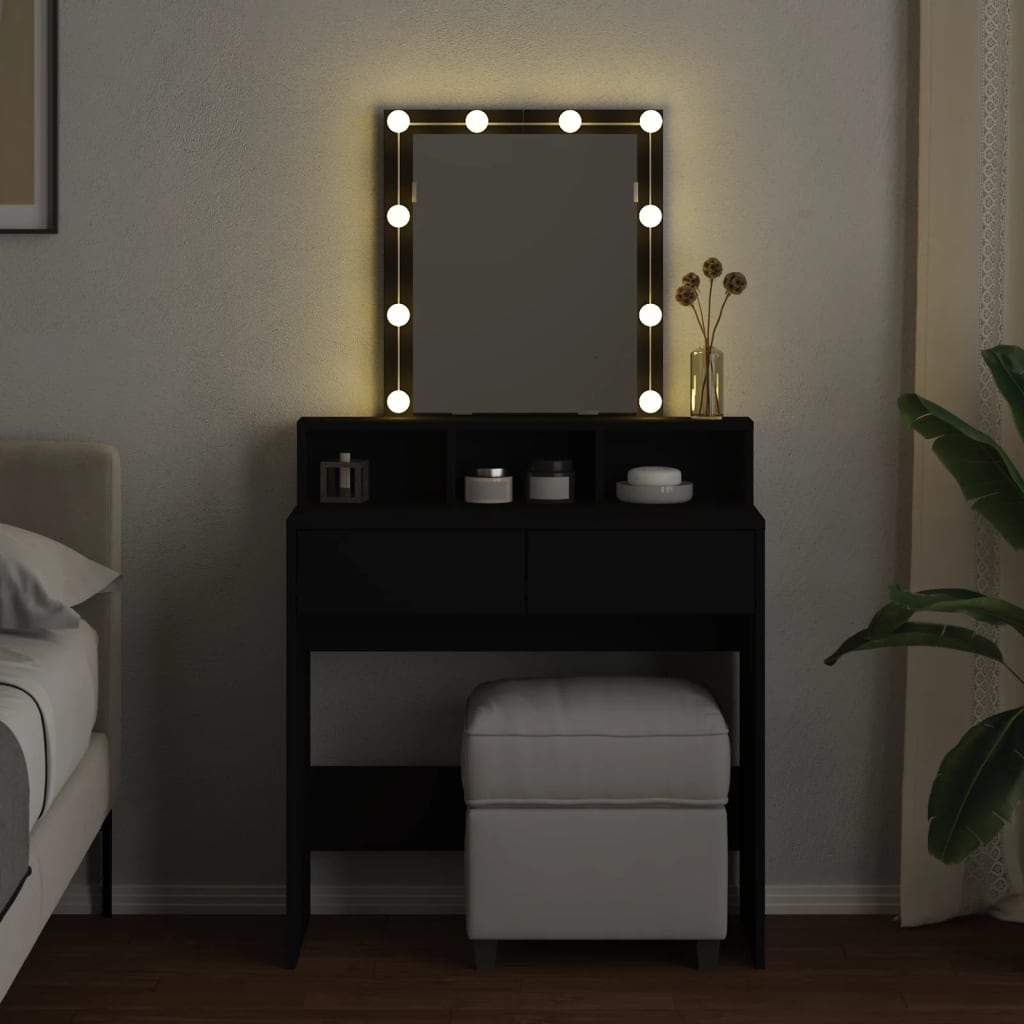 Dressing Table with LED Black 80x41x144.5 cm - Bargainia.com - 