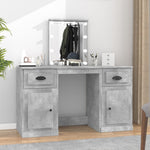 Dressing Table with LED Concrete Grey 130x50x132.5 cm - Bargainia.com - 