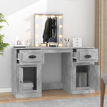 Dressing Table with LED Concrete Grey 130x50x132.5 cm - Bargainia.com - 