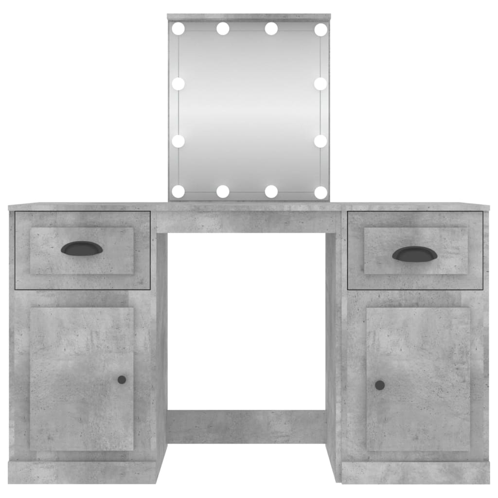 Dressing Table with LED Concrete Grey 130x50x132.5 cm - Bargainia.com - 