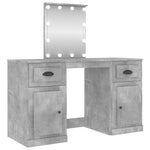 Dressing Table with LED Concrete Grey 130x50x132.5 cm - Bargainia.com - 