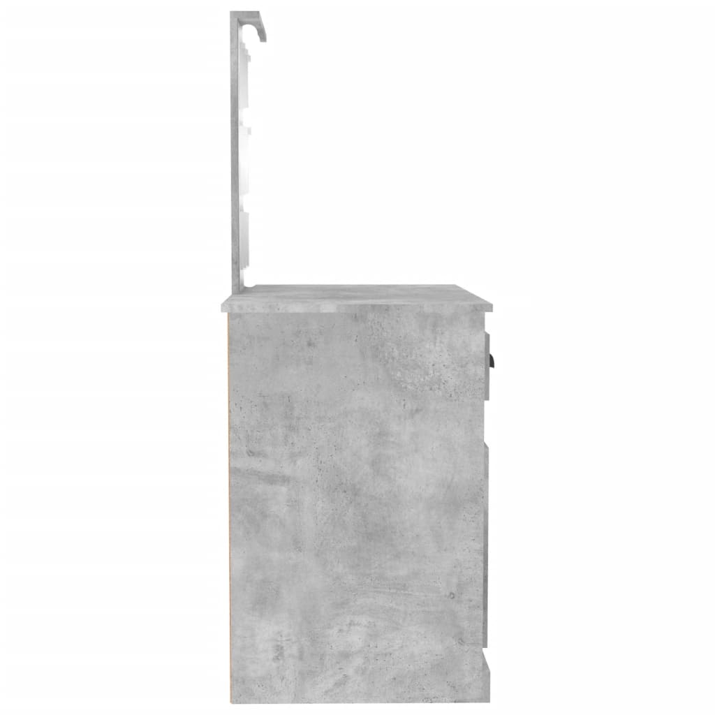Dressing Table with LED Concrete Grey 90x50x132.5 cm Engineered Wood - Bargainia.com - 