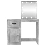 Dressing Table with LED Concrete Grey 90x50x132.5 cm Engineered Wood - Bargainia.com - 