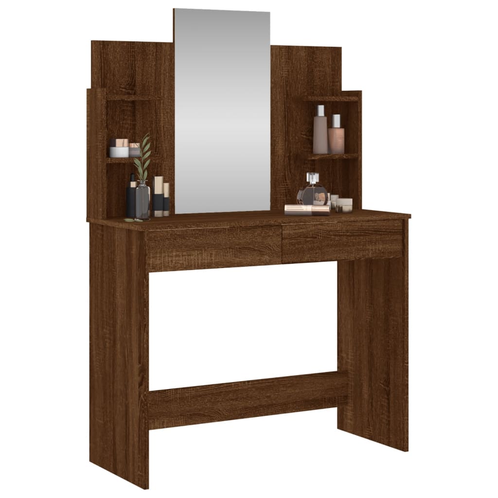 Dressing Table with Mirror Brown Oak 96x39x142 cm - Bargainia.com - 8721012134171 - 837581