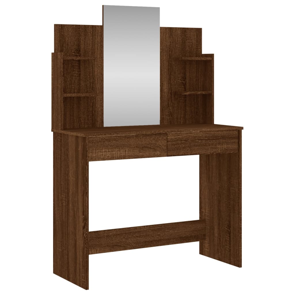 Dressing Table with Mirror Brown Oak 96x39x142 cm - Bargainia.com - 8721012134171 - 837581