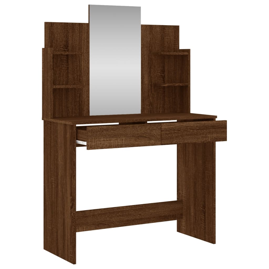 Dressing Table with Mirror Brown Oak 96x39x142 cm - Bargainia.com - 8721012134171 - 837581