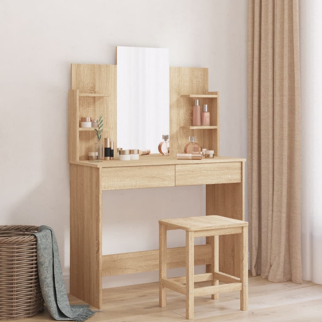 Dressing Table with Mirror Sonoma Oak 96x39x142 cm - Bargainia.com - 8721012134126 - 837576