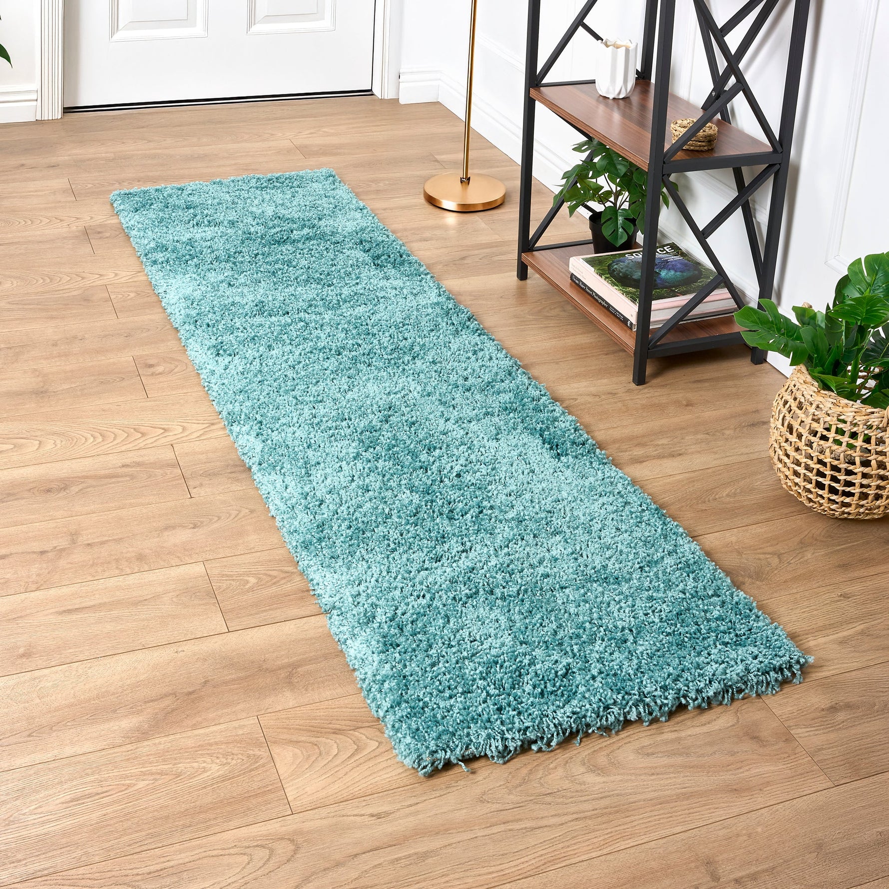 Duck Egg Blue Thick Shaggy Rug - California - Bargainia.com - 
