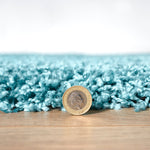 Duck Egg Blue Thick Shaggy Rug - California - Bargainia.com - 