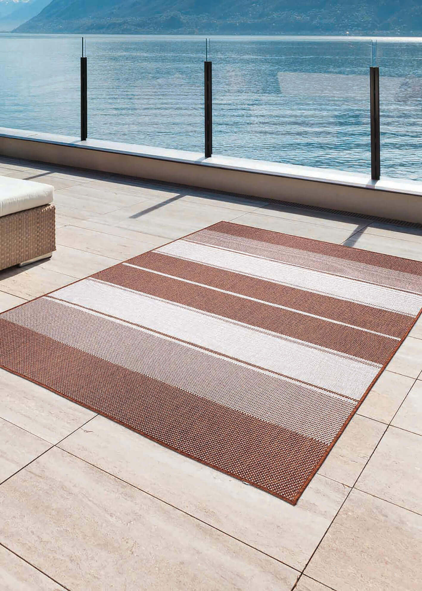 Duo Weave Outdoor Rug Black&Orange Stripes - Bargainia.com - 5060827251455 - DUO001003