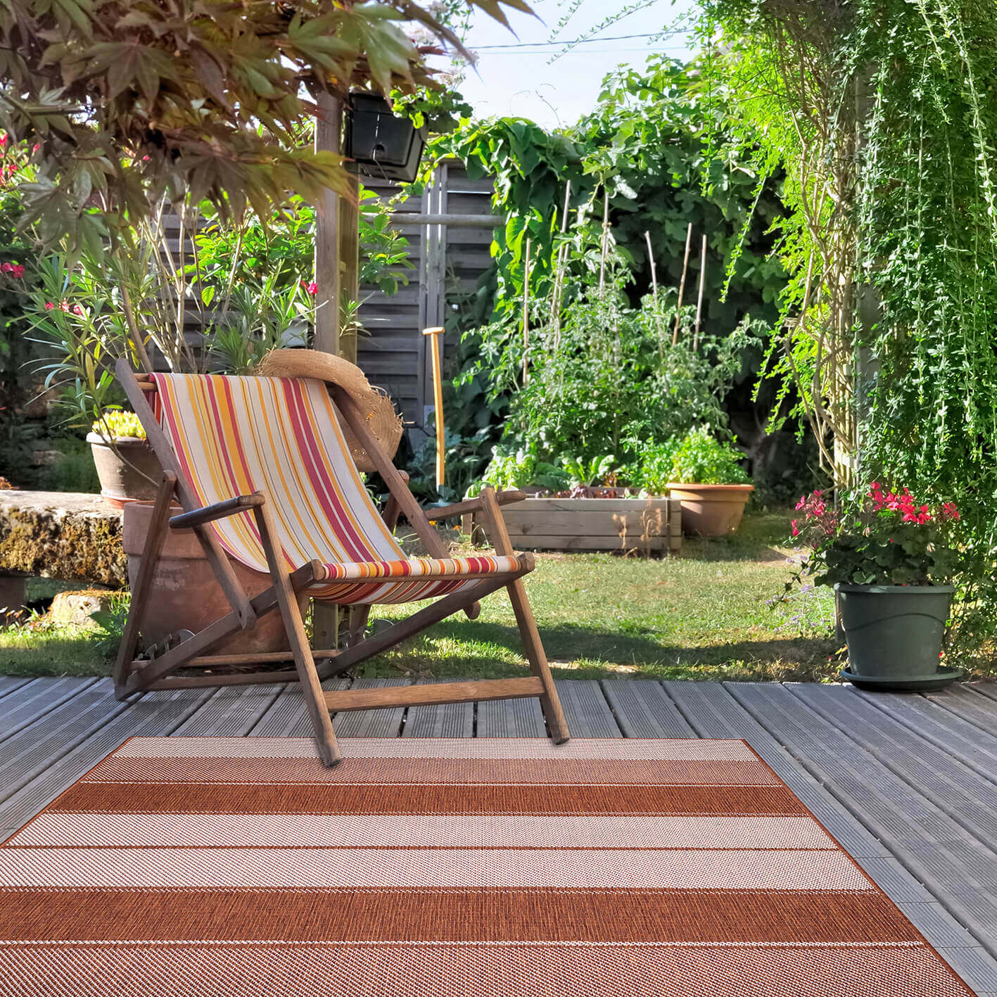 Duo Weave Outdoor Rug Black&Orange Stripes - Bargainia.com - 5060827251455 - DUO001003