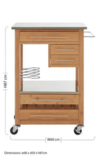 Harlow Bamboo Four Drawer Kitchen Trolley