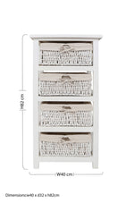 4 Maize Baskets White Storage Unit