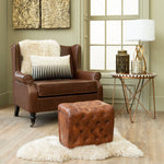 Fulham Brown Leather Effect Wing Armchair