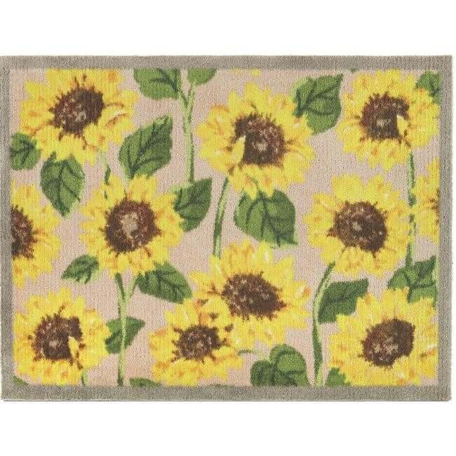 Eco - Friendly Washable Floral Mat - Bargainia.com - 5026134610729 - HGDESI_SUNFLO_065X085
