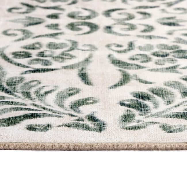 Eco - Washable Beige and Green Rug Floral Design - Bargainia.com - 5026134640269 - HGECWA_VISCGR_120X185