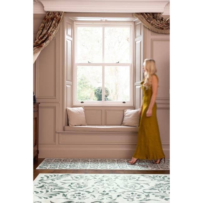 Eco - Washable Beige and Green Rug Floral Design - Bargainia.com - 5026134640269 - HGECWA_VISCGR_120X185
