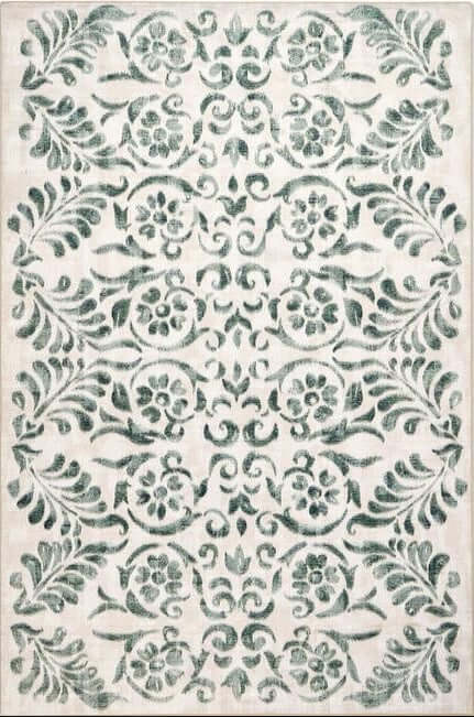 Eco - Washable Beige and Green Rug Floral Design - Bargainia.com - 5026134640269 - HGECWA_VISCGR_120X185