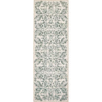 Eco - Washable Beige and Green Rug Floral Design - Bargainia.com - 