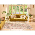 Eco - Washable Beige Rug Floral Design - Bargainia.com - 