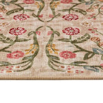 Eco - Washable Beige Rug Floral Design - Bargainia.com - 