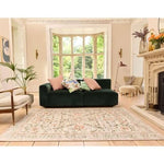 Eco - Washable Beige Rug Flowers Design - Bargainia.com - 