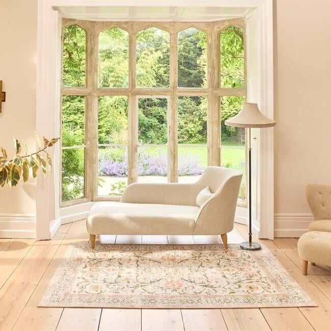 Eco - Washable Beige Rug Flowers Design - Bargainia.com - 5026134621879 - HGECWA_COUPAI_120X185