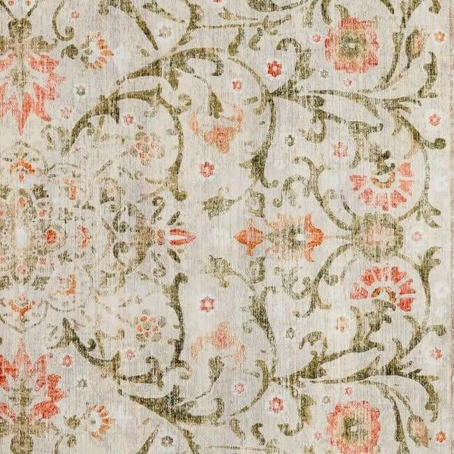Eco - Washable Beige Rug Flowers Design - Bargainia.com - 5026134621879 - HGECWA_COUPAI_120X185